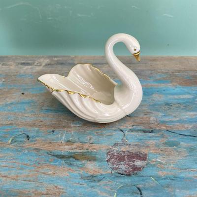 Vintage Lenox Swan Dish with 14 K gold