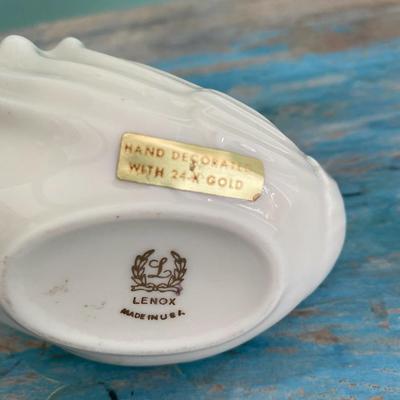 Vintage Lenox Swan Dish with 14 K gold