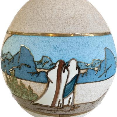 Vintage HUGE Southwestern Art Pottery w 24K Gold by Artist Gina Arrighetti