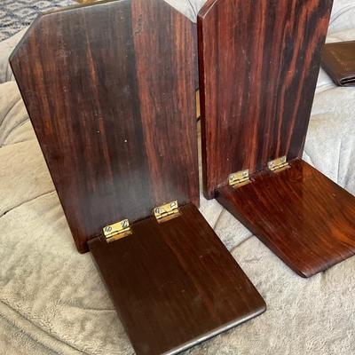 Pair of Antique Ivory Inlaid Bookends Elephants