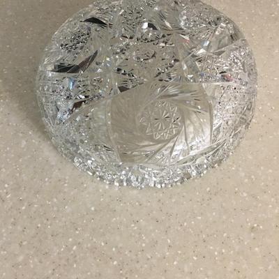 Vintage heavy  cut crystal glass serving dish