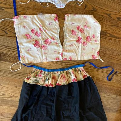 Antique Dutch Halloween Costume w Genuine Lace Bonnet Marked GEBR. Douses