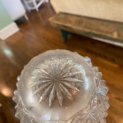 Antique Heavy Paneled Glass / Crystal Pitcher from Squire Mansion