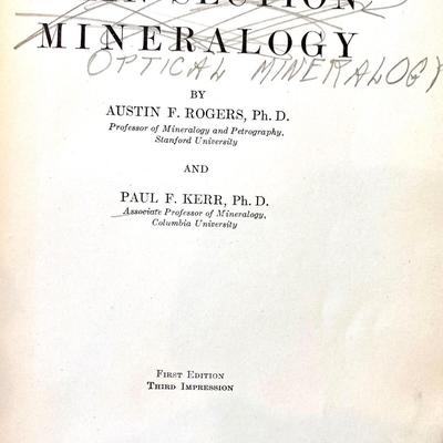 RARE 1936 Paul F. Kerr Signed Correction copy Thin-Section Mineralogy OPTICAL MINERALOGY