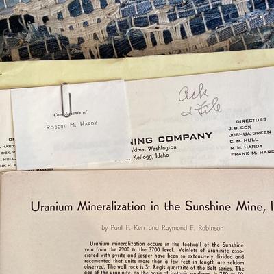 HISTORY - Paul Francis Kerr  File Correspondence & Sample from SUNSHINE MINE