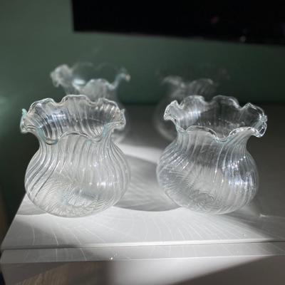 4 Antique Glass Lamp Chandelier Shades from Squire Mansion