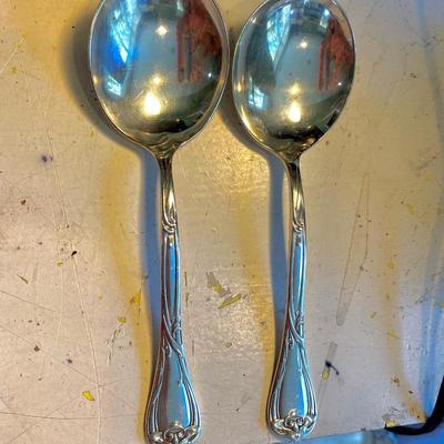 Pair Art Nouveau Serving Spoons by Reed & Barton