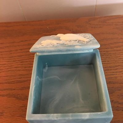 Vintage Design Gifts  international blue square soapstone trinket box with dove design