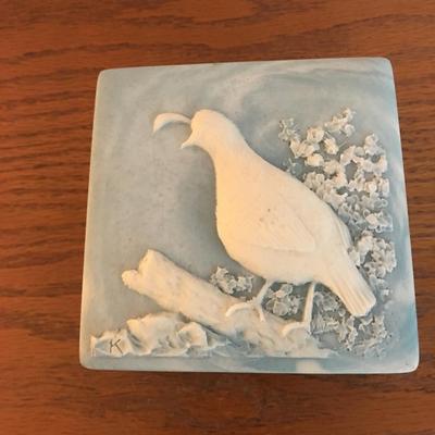 Vintage Design Gifts  international blue square soapstone trinket box with dove design