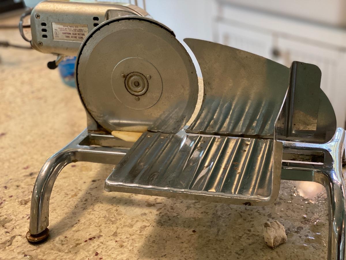 Vintage Rival Glossy Chrome Meat Slicer !