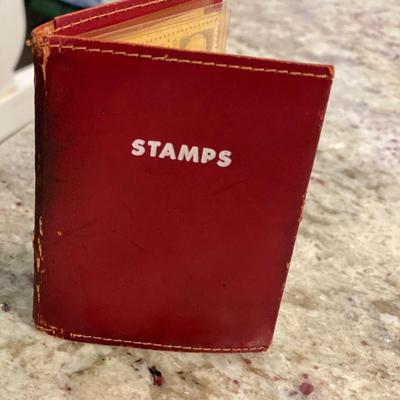 Vintage Leather Stamp Wallet w Plastic Sleeves
