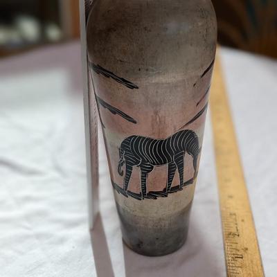 African Carved Stone and Painted Vintage Vase