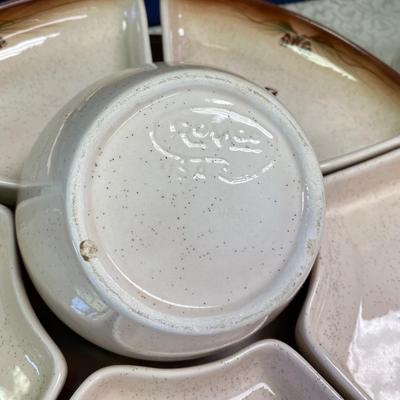 Romco Pottery Relish Tray on Lazy Susan