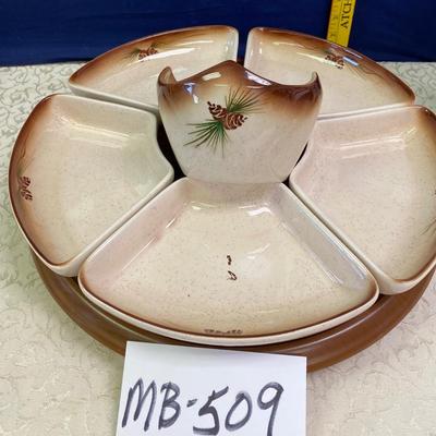 Romco Pottery Relish Tray on Lazy Susan