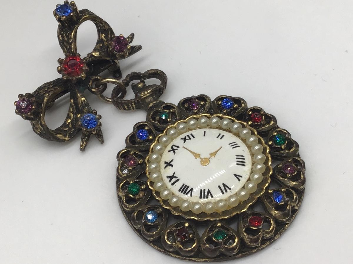 Vintage Clock Pendant Brooch