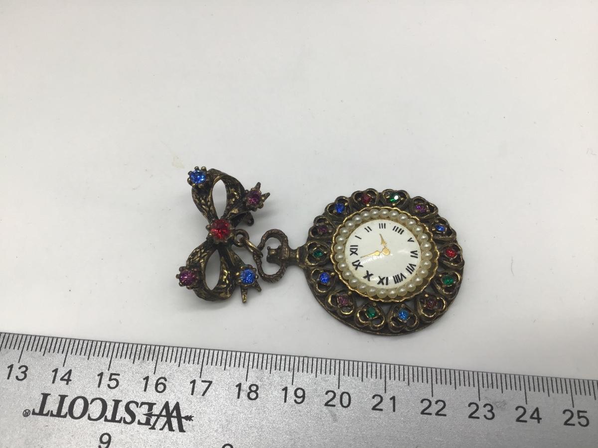 Vintage Clock Pendant Brooch