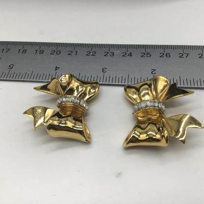 Large Bow Vintage Clip on Earrings
