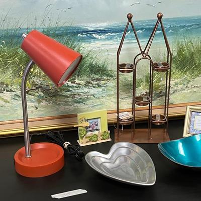 Lamp, Picture Frame, Candlestick and Trinket pot
