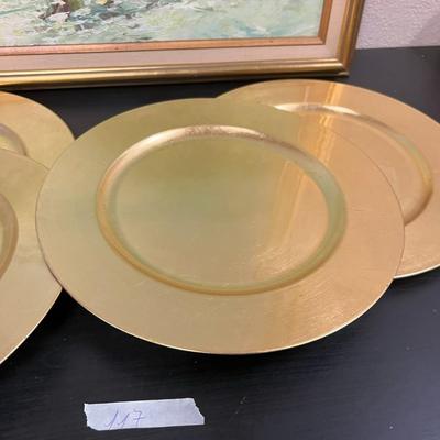 Glass Tray and Plastic Gold Decorative Plate