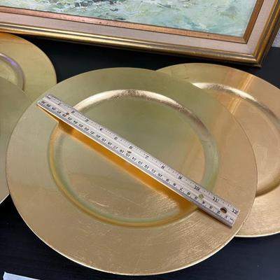Glass Tray and Plastic Gold Decorative Plate