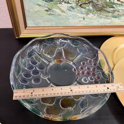 Glass Tray and Plastic Gold Decorative Plate