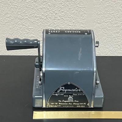 Vintage Paymaster Manual Check Printer series X550/ Embosser Gray black eco Look Office Decor