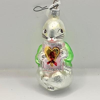 Lot 1438  Vintage Christopher Radko Glass Ornament, 1993 Ashy Rabbits Heart