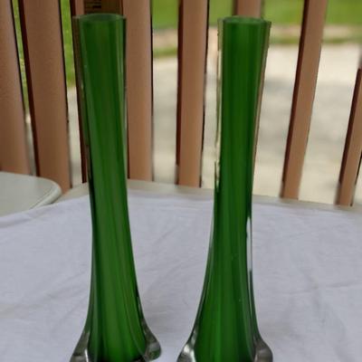 Matching (Murano?) Blown Glass Twisted Vases