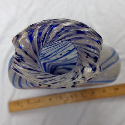 Murano (?) Blown Glass Blue Vase
