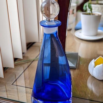 Beautiful Blue Glass Decanter