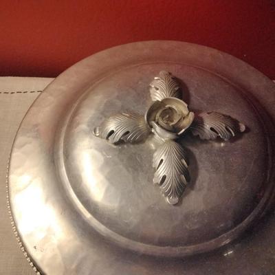 Covered Hammered Aluminum Casserole Serving Dish
