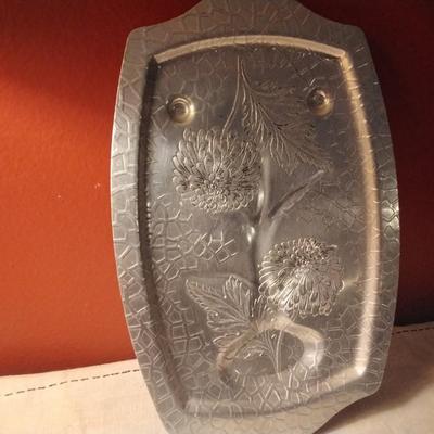 Aluminum wildflower meat serving platter