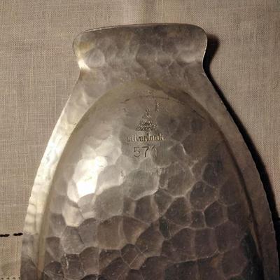 hammered Aluminum flowered shallow dish tray