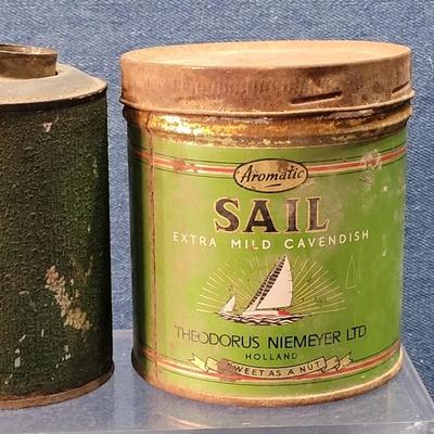 Lot 6: Vintage Green & White Pelican Cooler and 2 Green Metal Tins