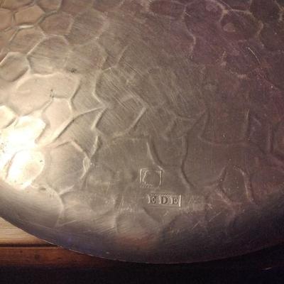 Hammered Aluminum flower patterned circular serving tray