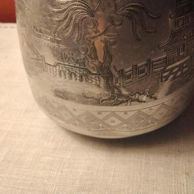 Vintage Swan Brand Willo Ware Aluminum Tea/Coffee Pot Made in England 1 1/2 Pint Blue Willow Pattern
