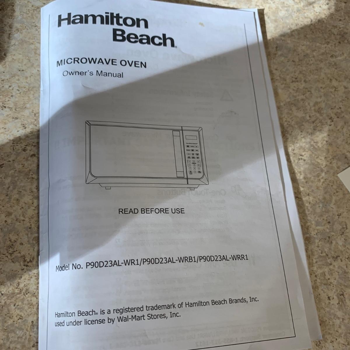 Hamilton Beach Microwave Oven, Model No. P90D23ALWR1 (KHS