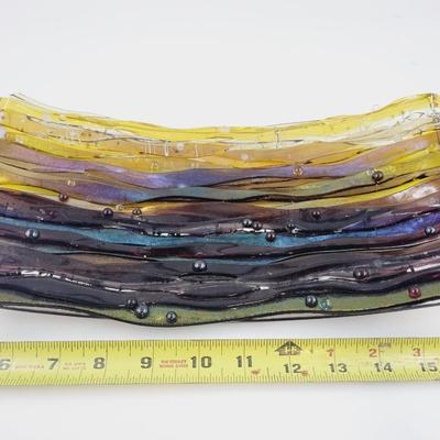 BEAUTIFUL IRIDESCENT 2011 KYMM HUGHES  GLASS ART PIECE