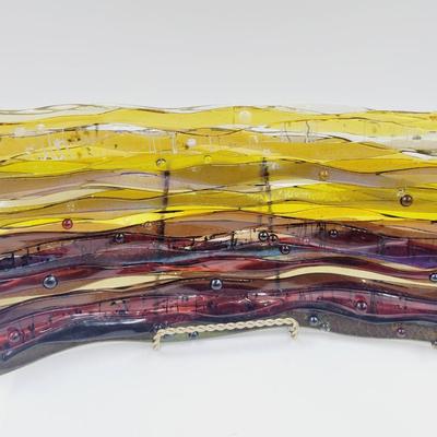 BEAUTIFUL IRIDESCENT 2011 KYMM HUGHES  GLASS ART PIECE
