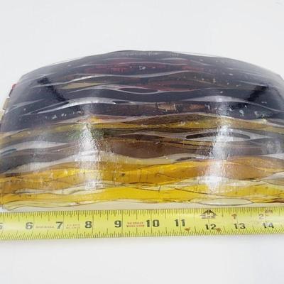 BEAUTIFUL IRIDESCENT 2011 KYMM HUGHES  GLASS ART PIECE
