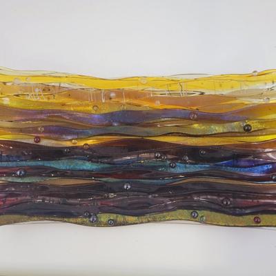 BEAUTIFUL IRIDESCENT 2011 KYMM HUGHES  GLASS ART PIECE