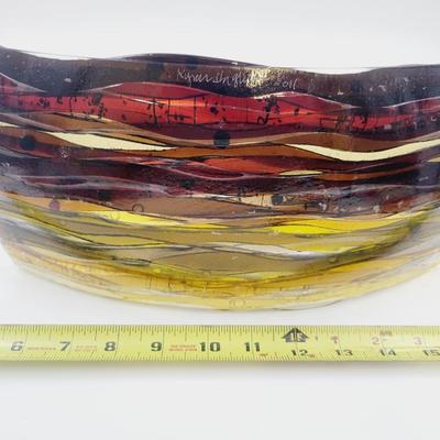 BEAUTIFUL IRIDESCENT 2011 KYMM HUGHES  GLASS ART PIECE