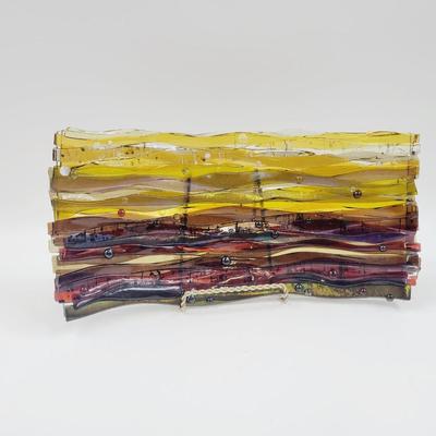 BEAUTIFUL IRIDESCENT 2011 KYMM HUGHES  GLASS ART PIECE