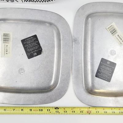 WILTON ARMETALE REGGAE PEWTER  2 PLATES & RECTANGULAR SERVING PLATTER SET