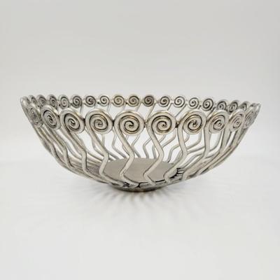 BEAUTIFUL WIRED PEWTER SWIRL DESIGN BOWL