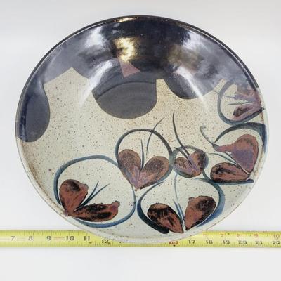 FANTASTIC LARGE ARTISTIC POTTERY SERVING BOWL - SIGNED