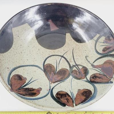 FANTASTIC LARGE ARTISTIC POTTERY SERVING BOWL - SIGNED