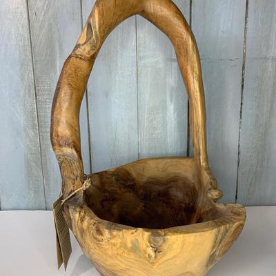 LOT 22R: Home Decor: Rustic Wine Holder, Crafted Wooden Bowl & Wine Accessories