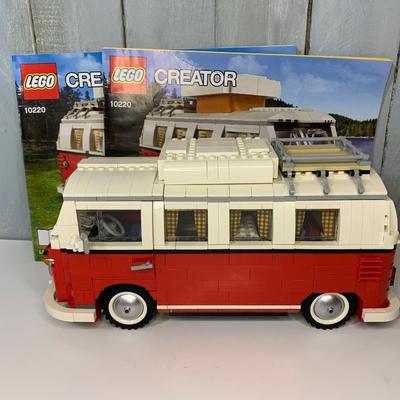 LOT 25R: LEGO Sculpture: Volkswagen Van (VW Bus) 10220 w/Books & VW Sign