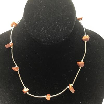 Goldstone Tube Beaded Necklace